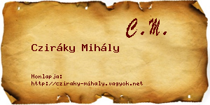 Cziráky Mihály névjegykártya
